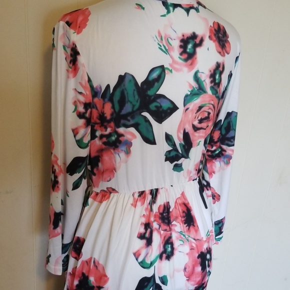 White Floral Prints Maxi Dress with pocket - Picture 5 of 8